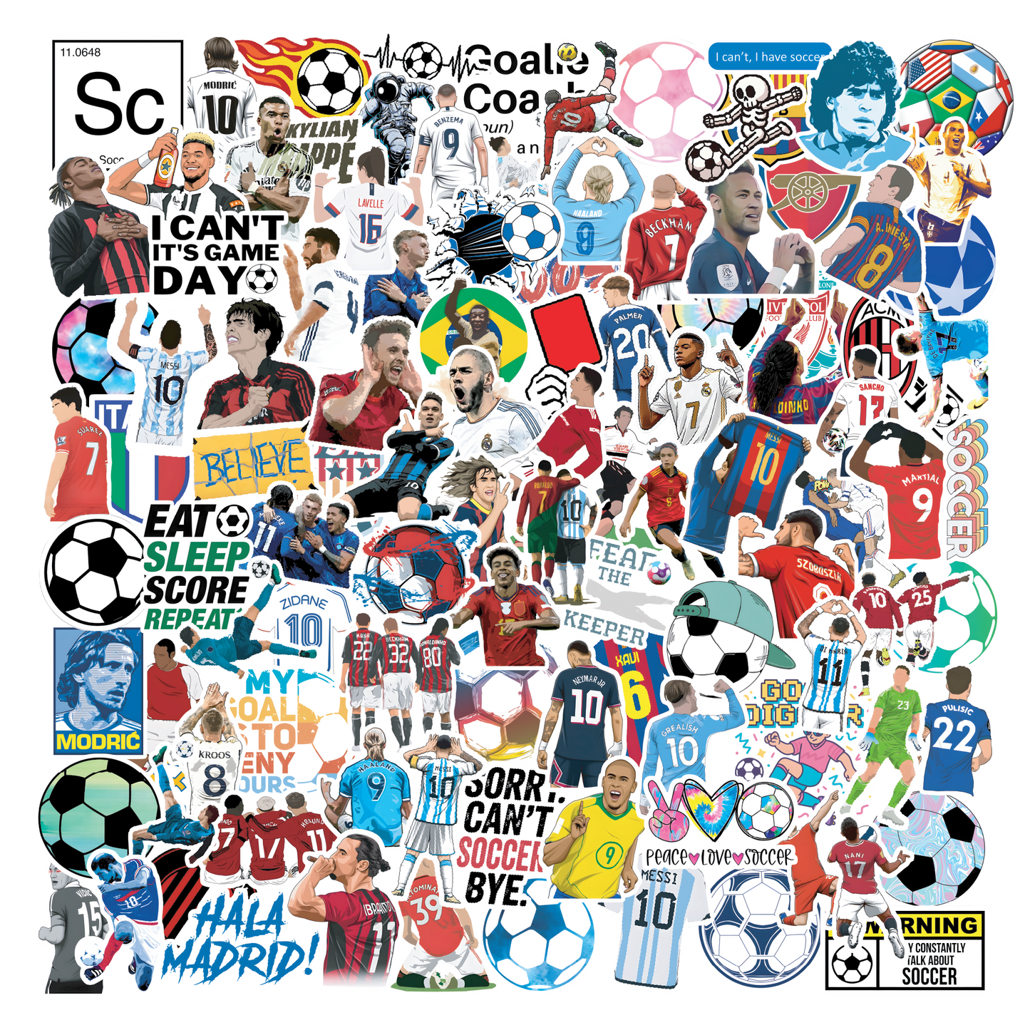 Football Soccer Cool Vinyl Stickers Pack Of 99