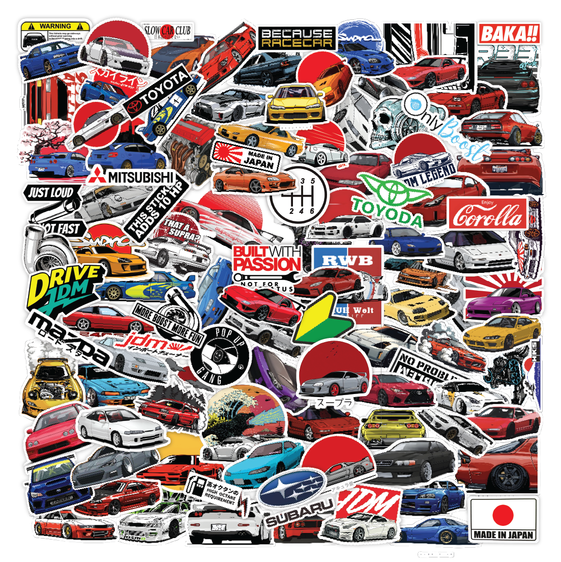JDM Cars Vinyl Sticker Pack Of 113