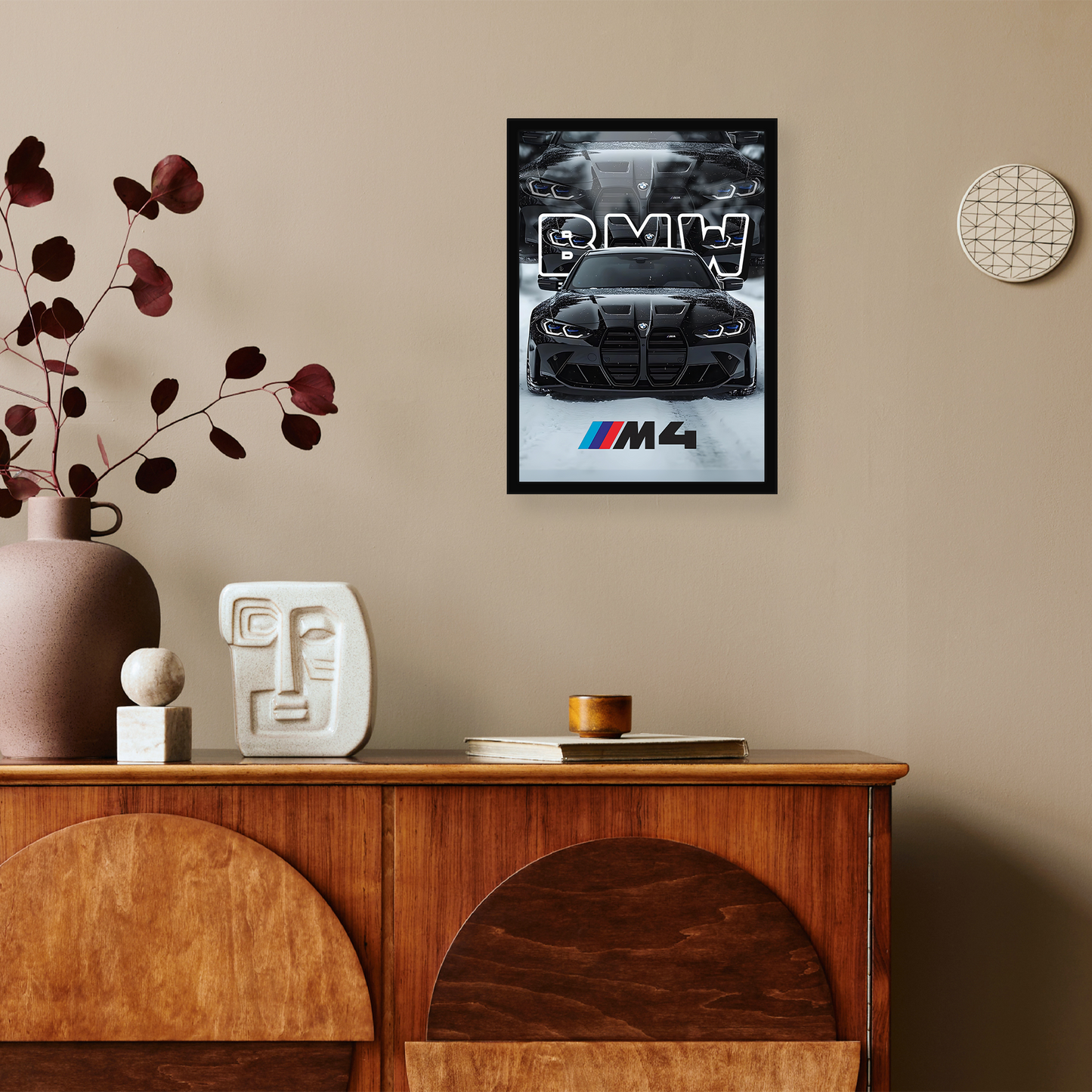BMW M4 (BLACK) A4 Framed Poster