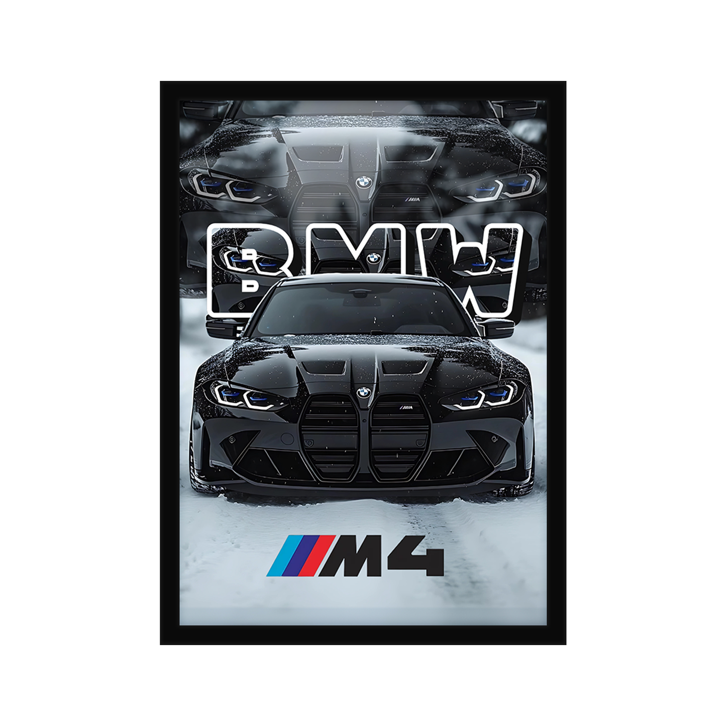 BMW M4 (BLACK) A4 Framed Poster
