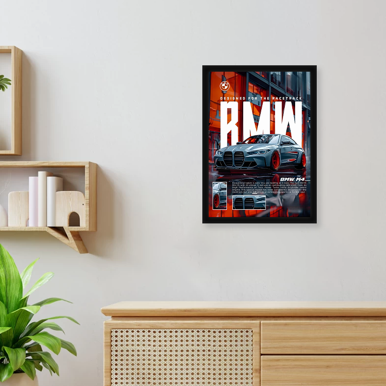 BMW M4 A4 Framed Poster