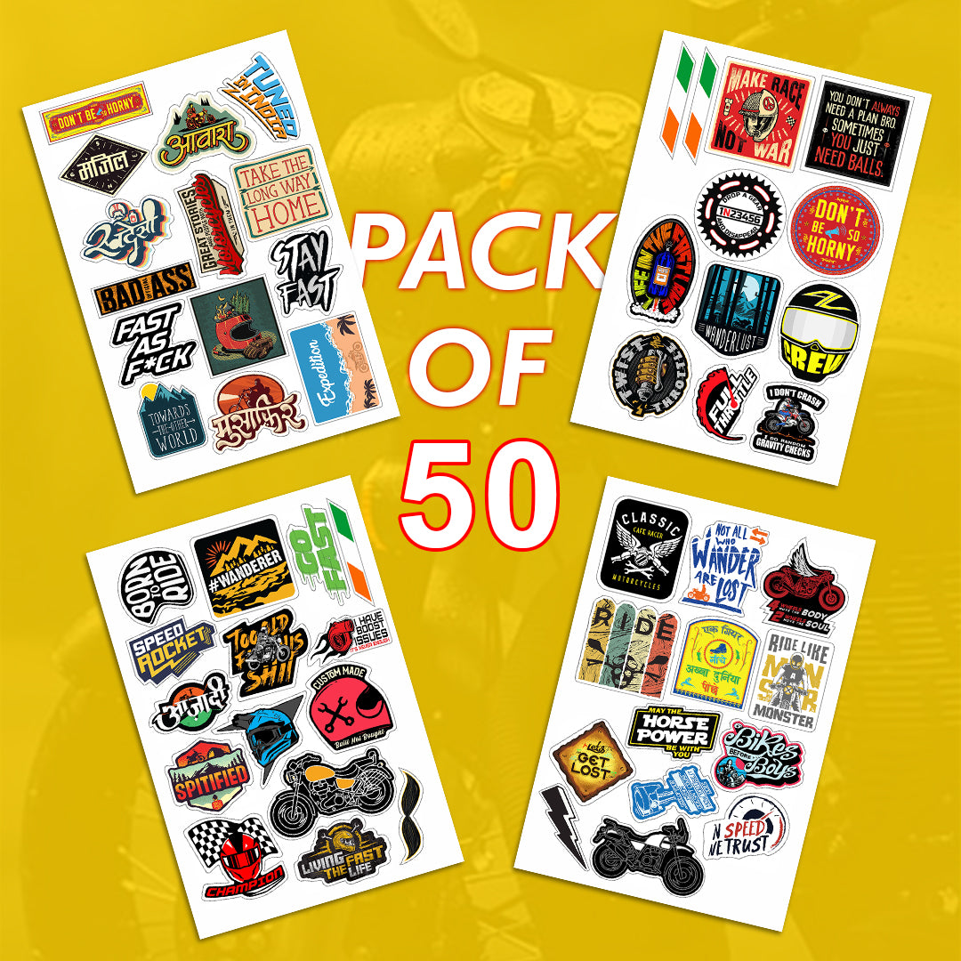 Pack Of 50 Biker Vinyl Sticker