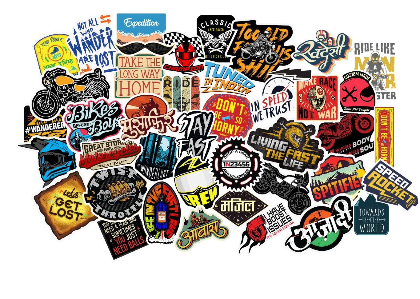Pack Of 50 Biker Vinyl Sticker