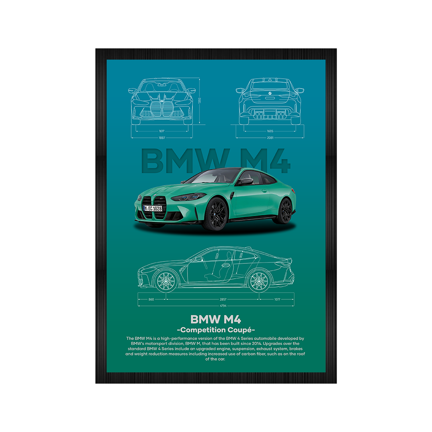 BMW M4 Aesthetic A4 Framed Posters