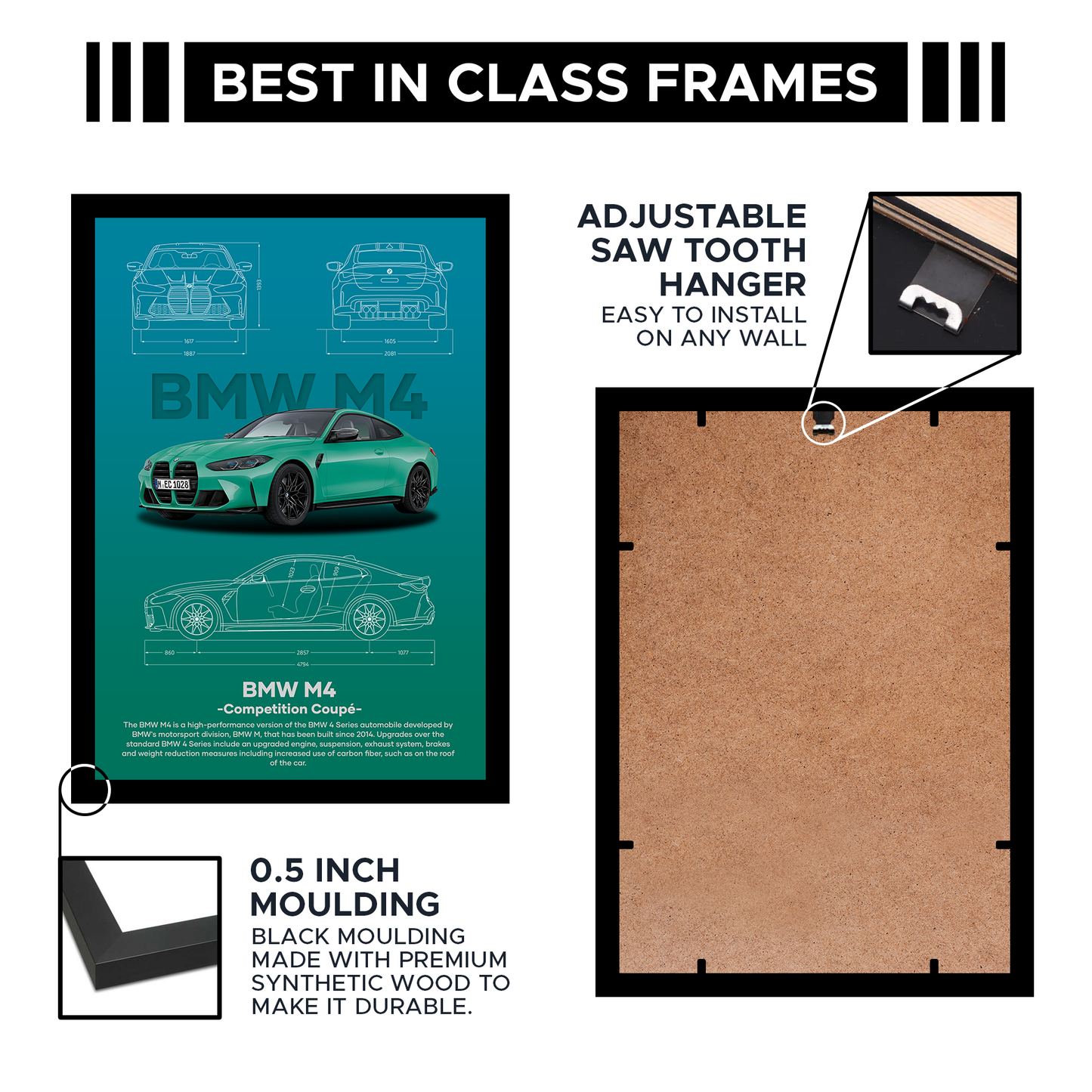 BMW M4 Aesthetic A4 Framed Posters