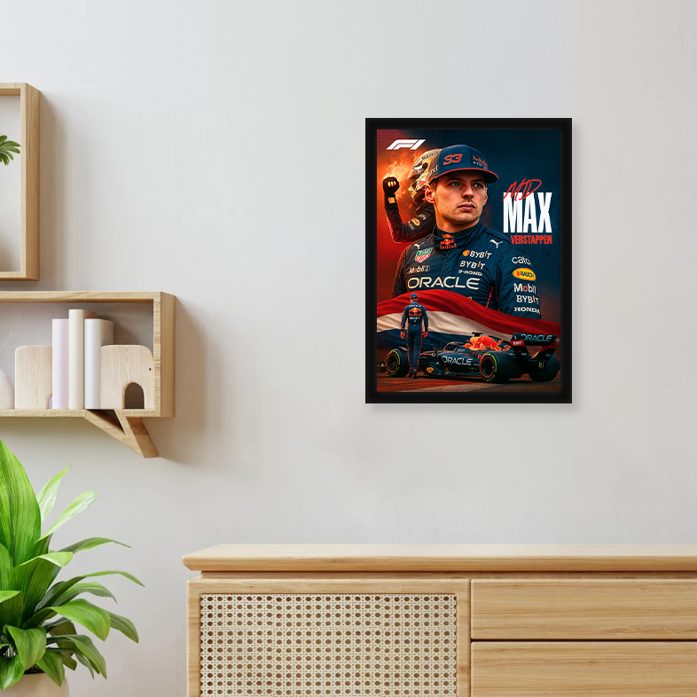 F1 Max Verstappen A4 Framed Poster