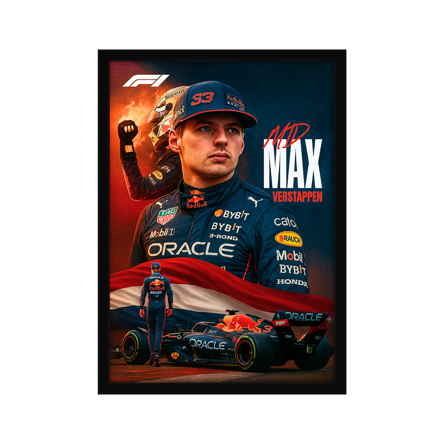 F1 Max Verstappen A4 Framed Poster