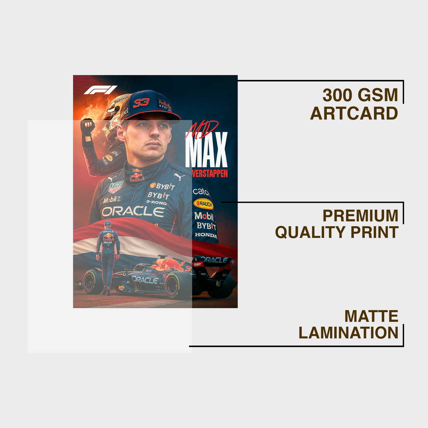 F1 Max Verstappen A4 Framed Poster