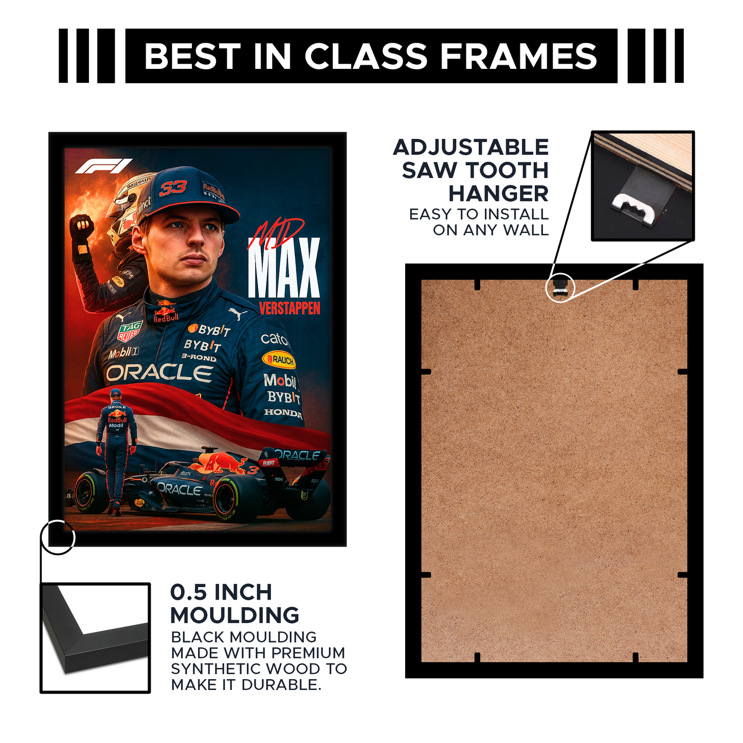 F1 Max Verstappen A4 Framed Poster