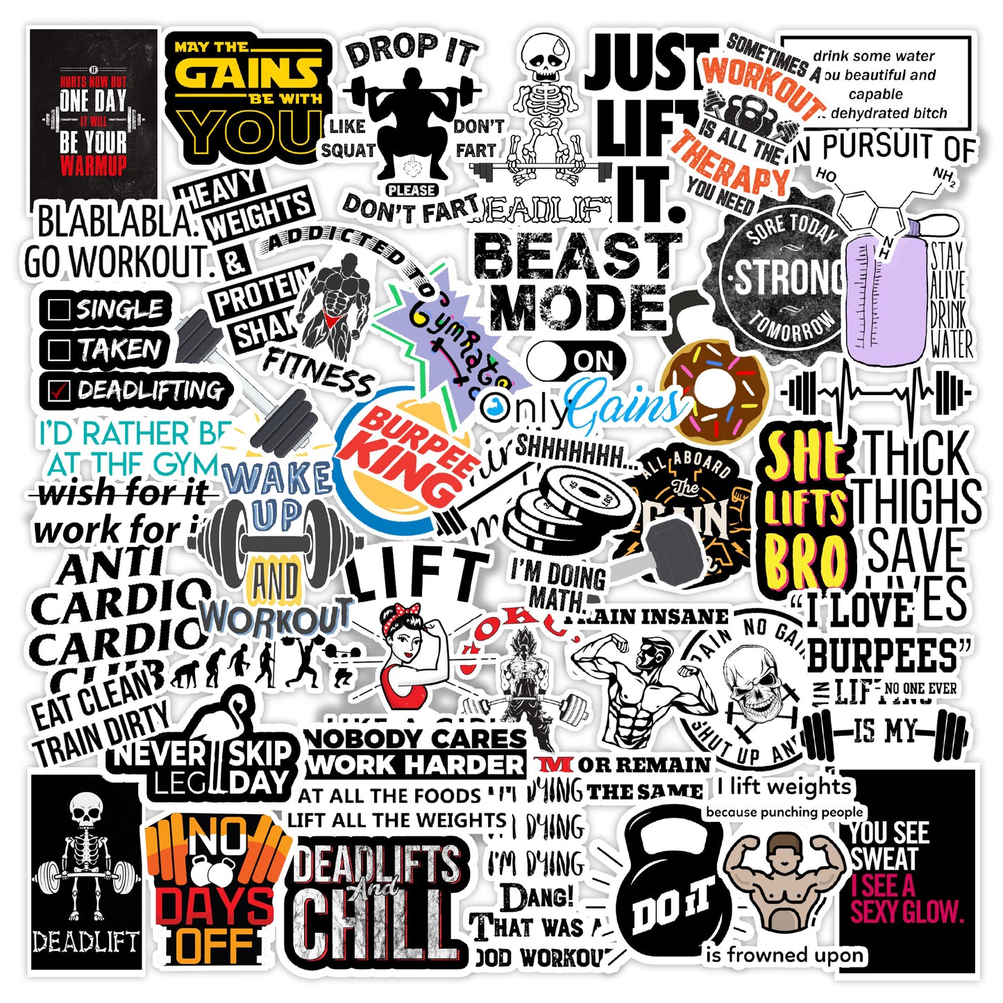 Fitness Gym Vinyl Sticker Pack Of 59