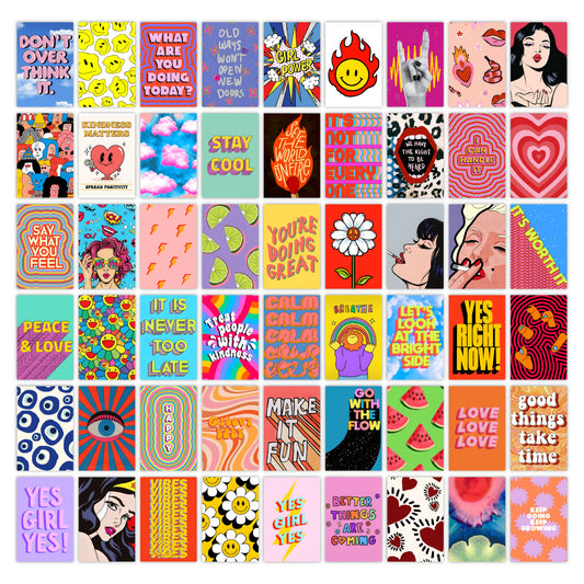 Indie Hippie Wall Collage Kit Pack Of 54 Posters