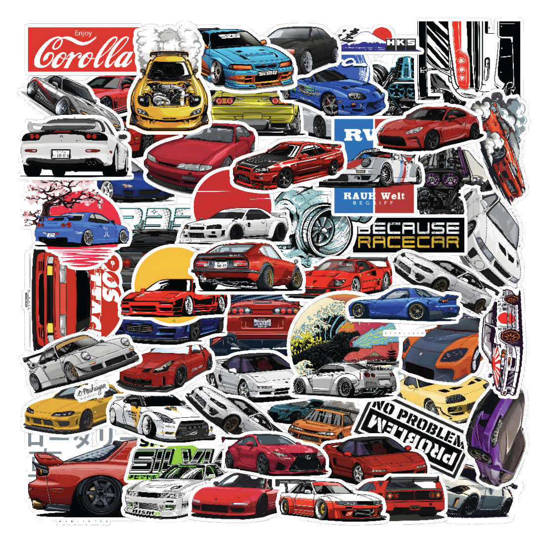 JDM Cars Vinyl Sticker Pack Of 57