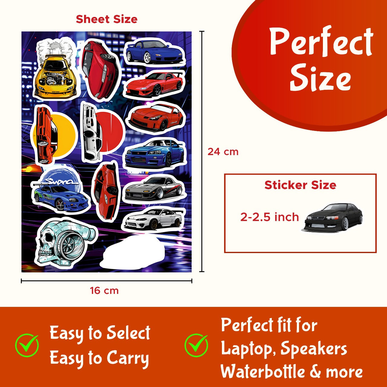 JDM Cars Vinyl Sticker Pack Of 57