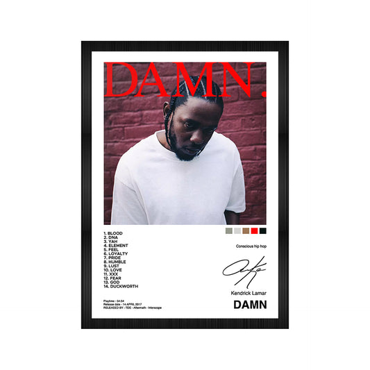 Kendrick Lamar Damn Album Art A4 Framed Posters