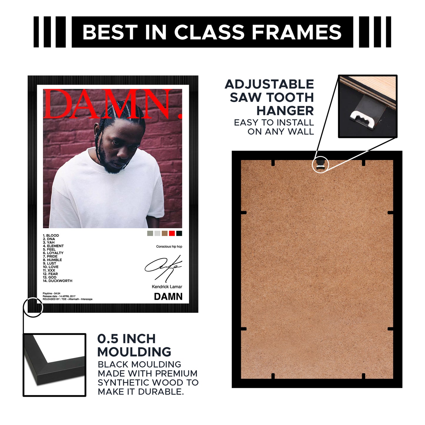 Kendrick Lamar Damn Album Art A4 Framed Posters