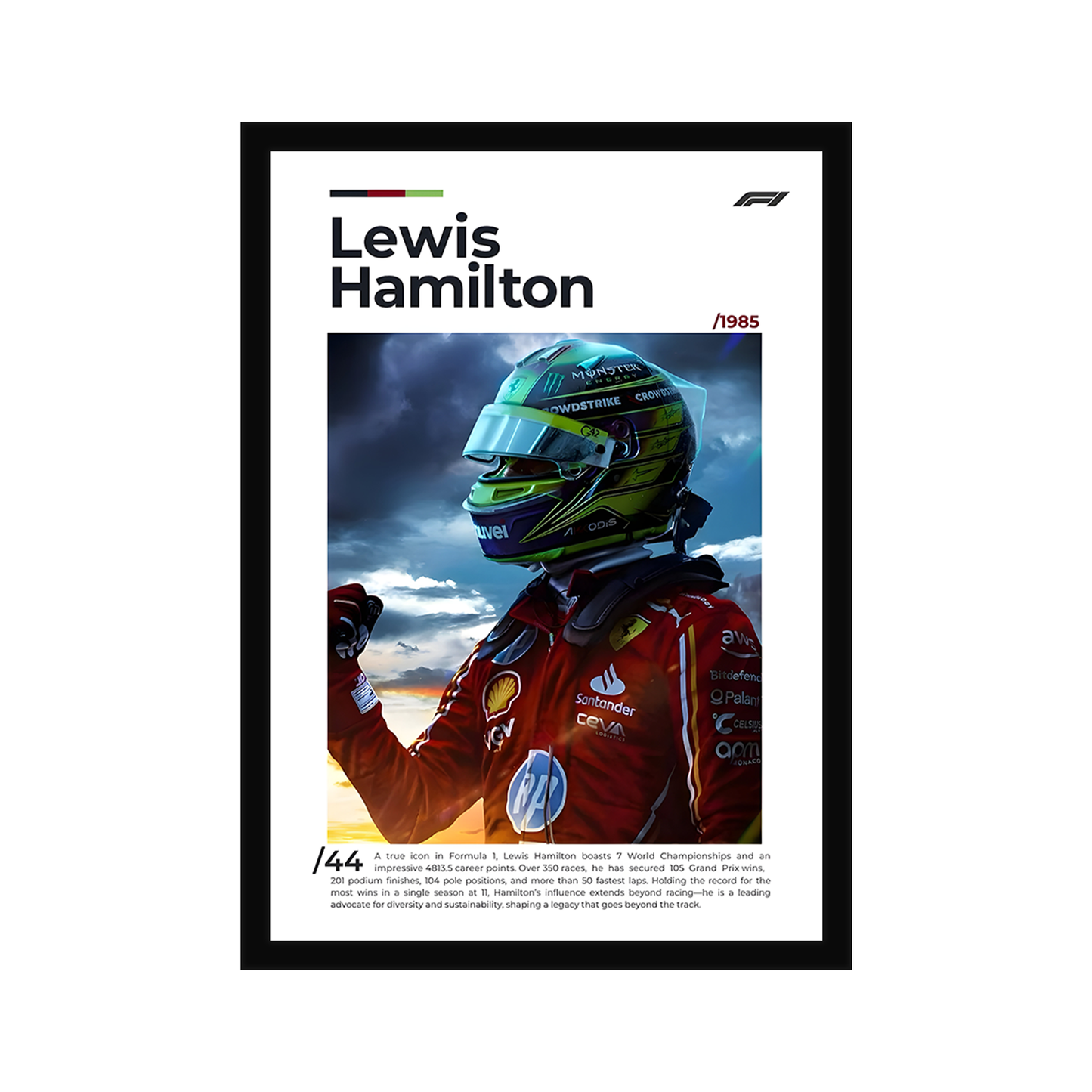 Lewis Hamilton A4 Framed Poster
