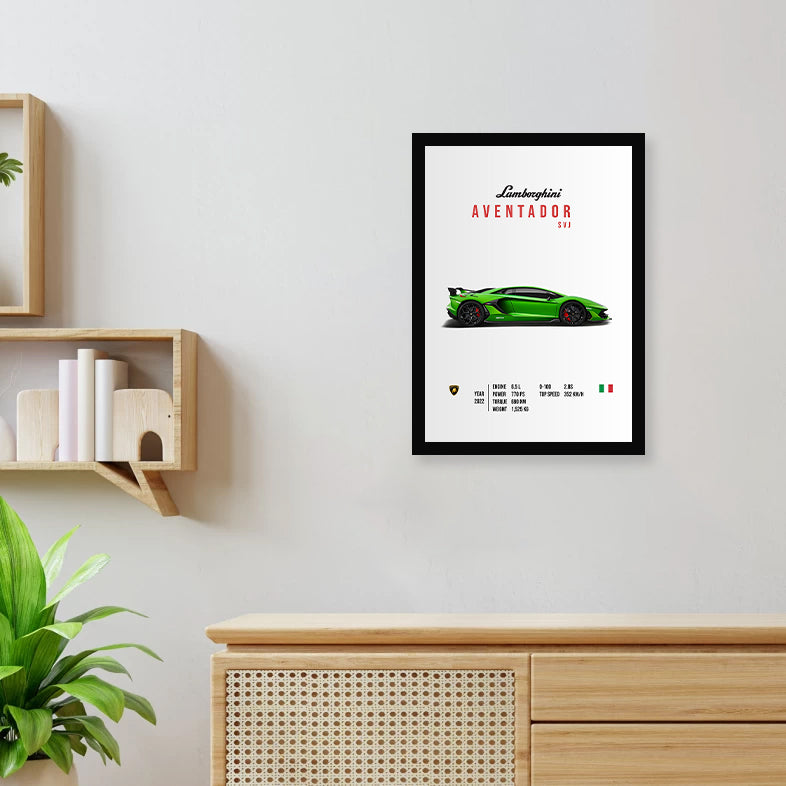 Lamborghini Aventador A4 Wall Poster Framed