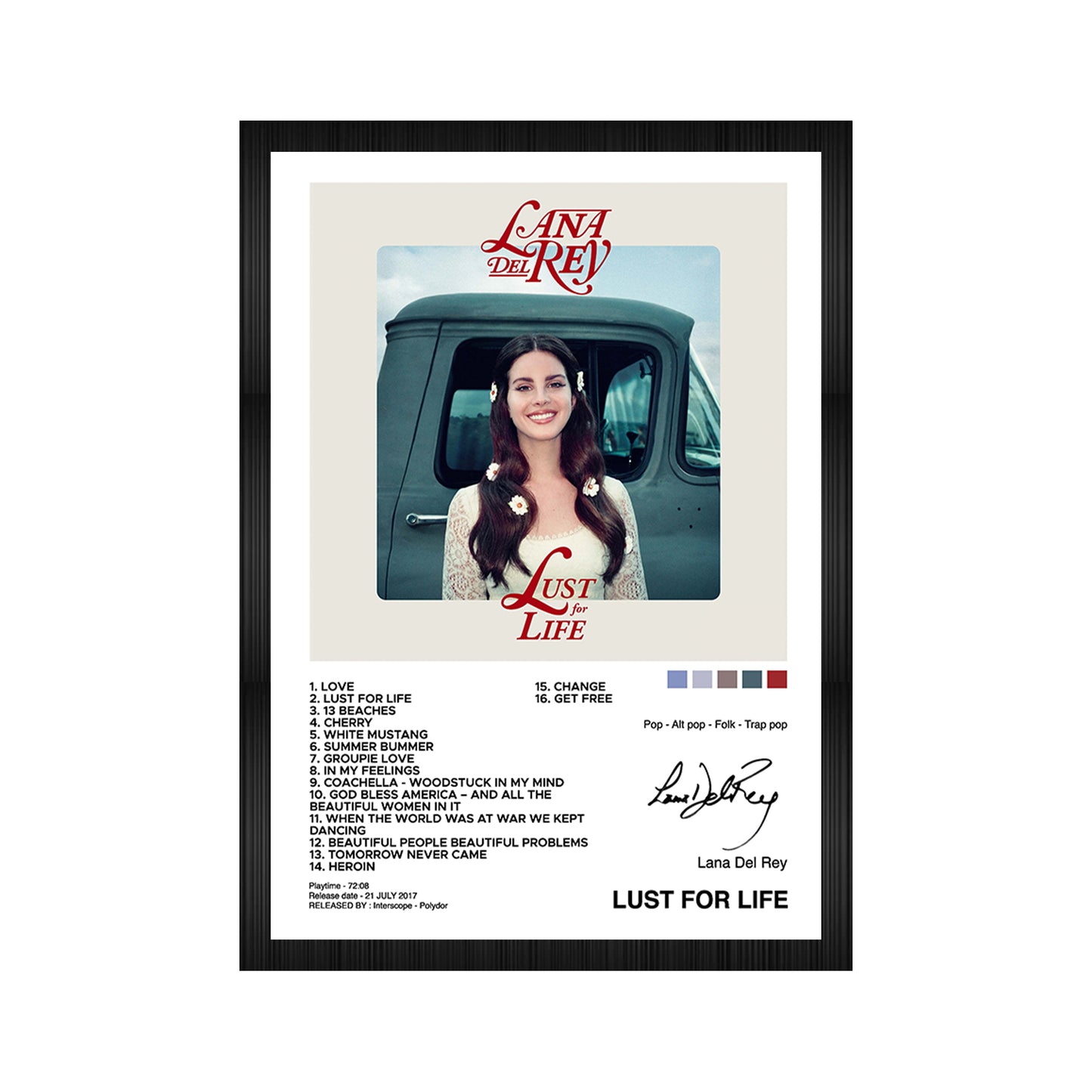 Lana Del Rey Lust For Life Album Art A4 Framed Posters