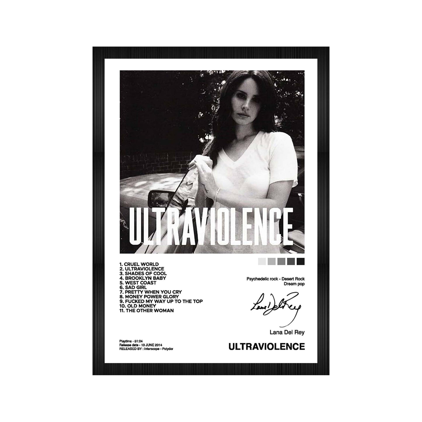 Lana Del Rey Ultraviolence Album Art A4 Framed Poster