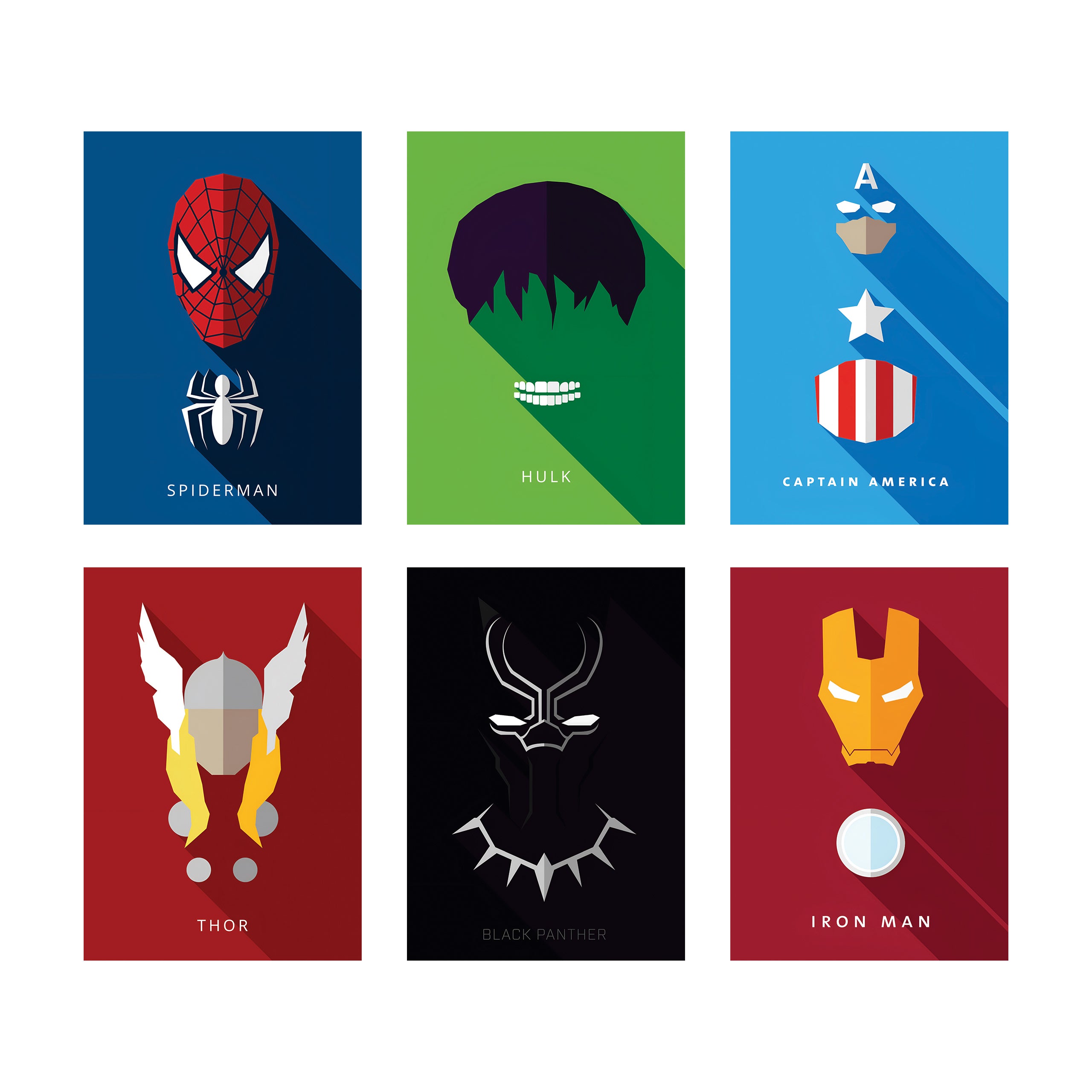 Marvel Superhero Wall Posters Pack of 6 A4 size – Stickerly