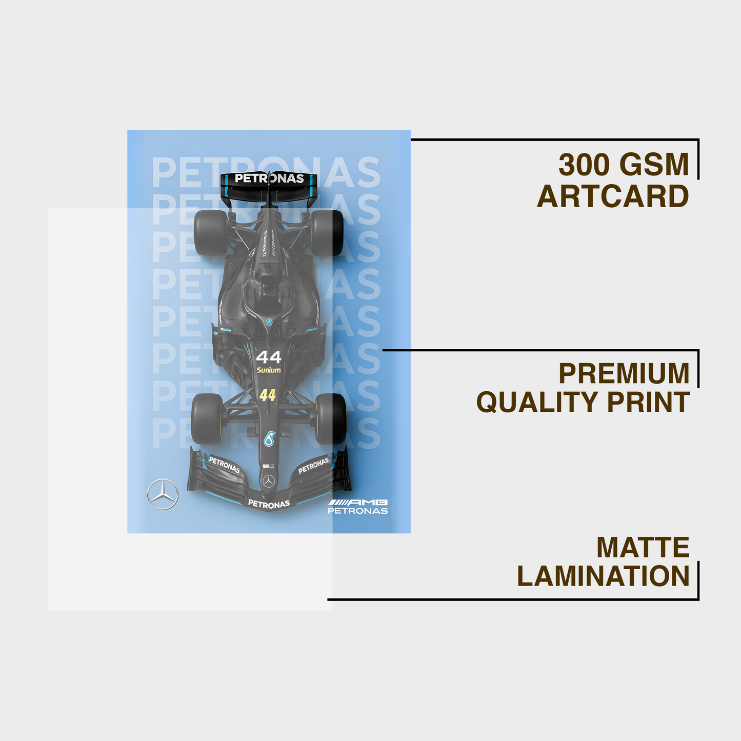 F1 Mercedes A4 Wall Poster Framed