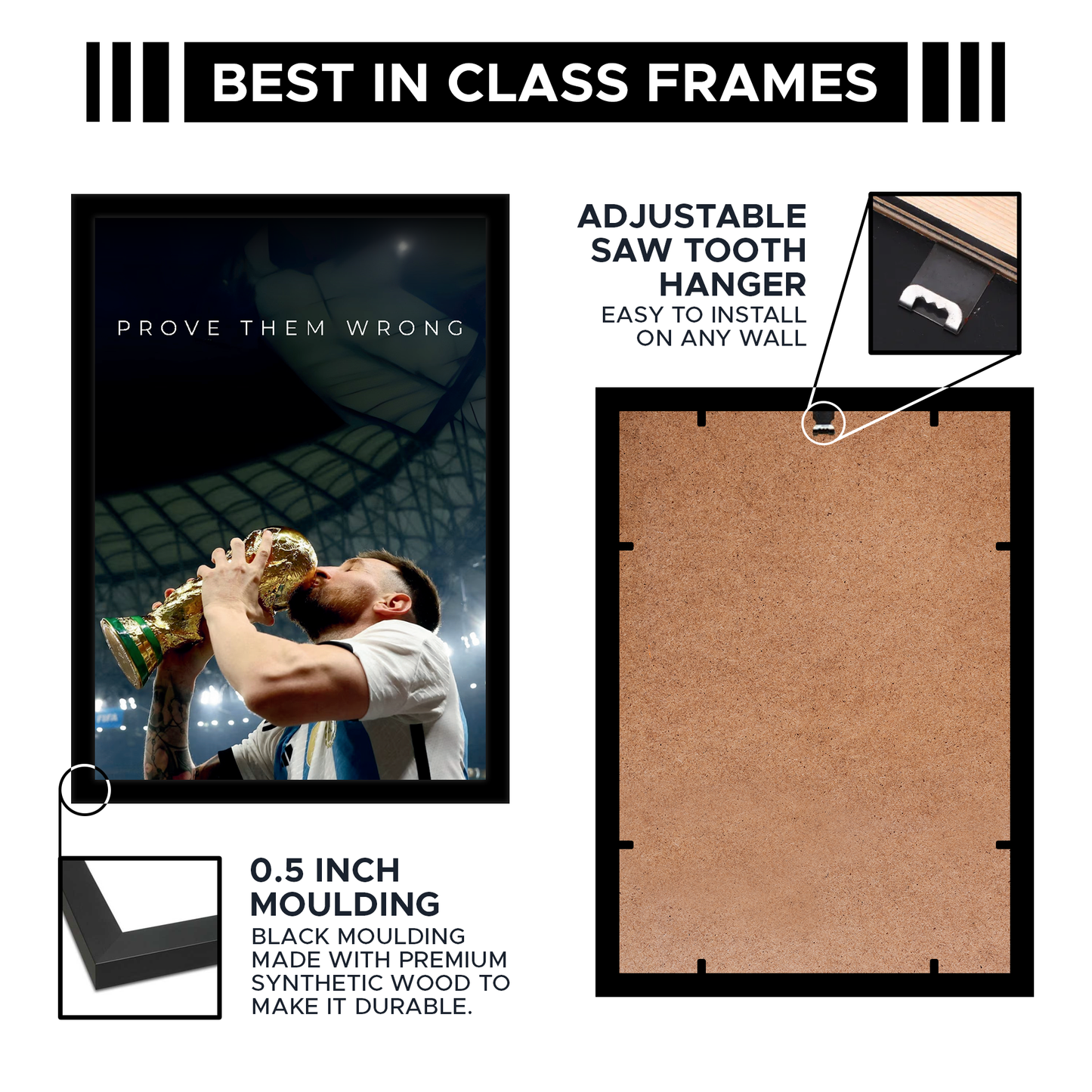 Messi Motivational A4 Wall Poster Framed