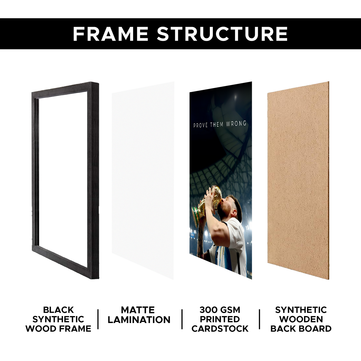 Messi Motivational A4 Wall Poster Framed