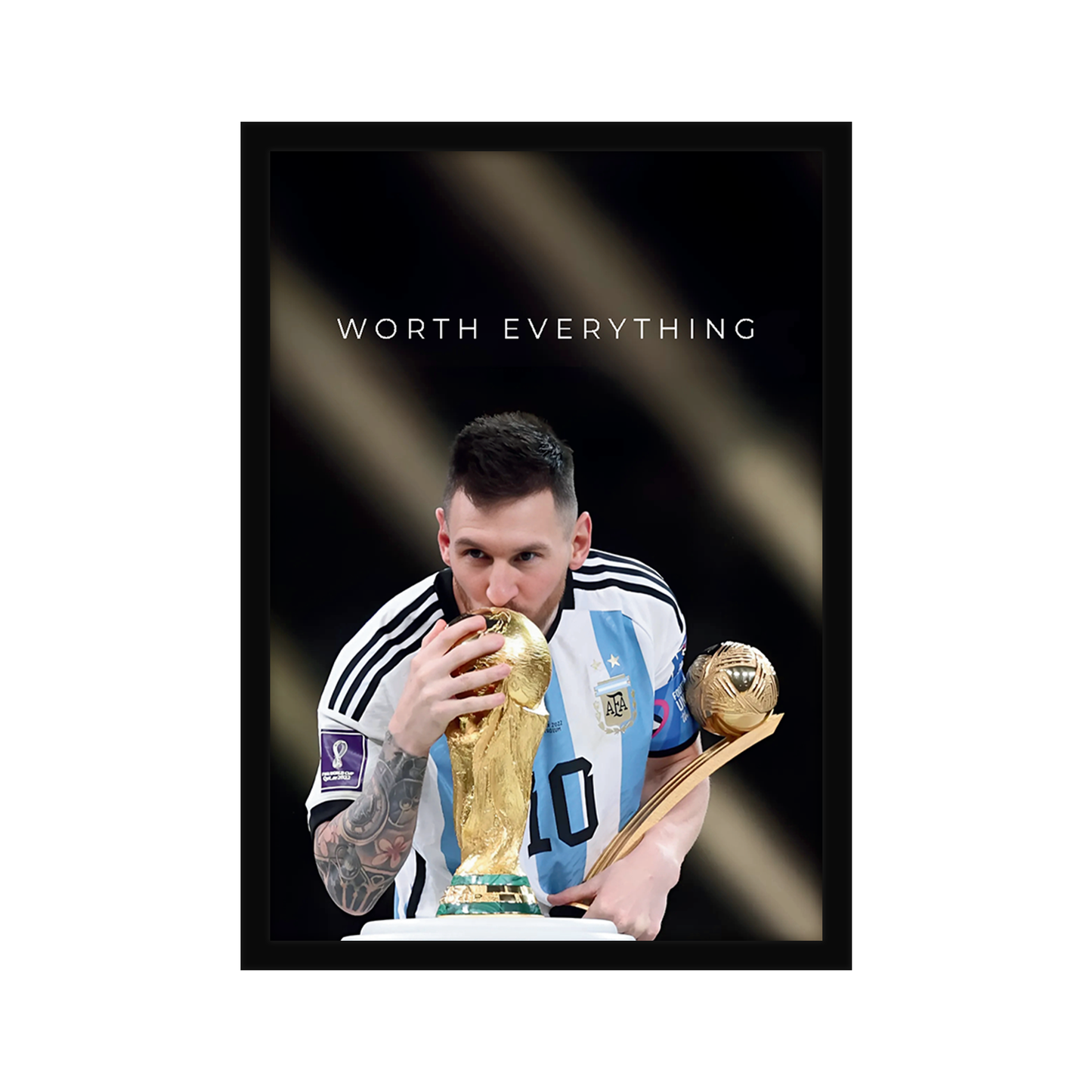 Messi Motivational Worth Everything A4 Wall Poster Framed