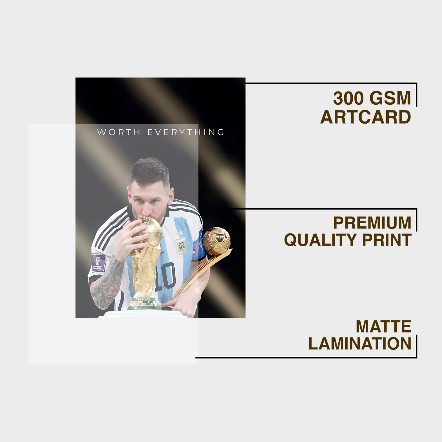 Messi Motivational Worth Everything A4 Wall Poster Framed