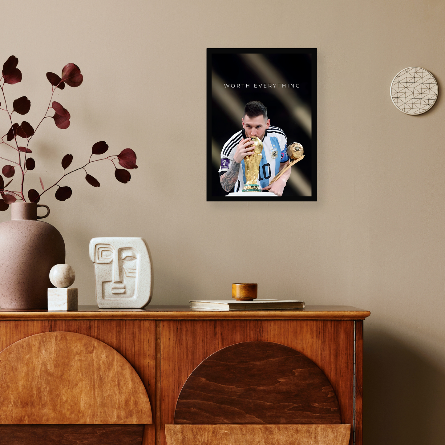Messi Motivational Worth Everything A4 Wall Poster Framed