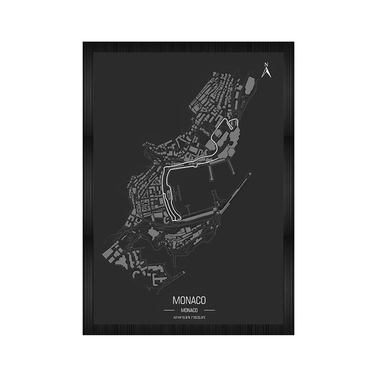 F1 Monaco Racemap A4 Framed Posters