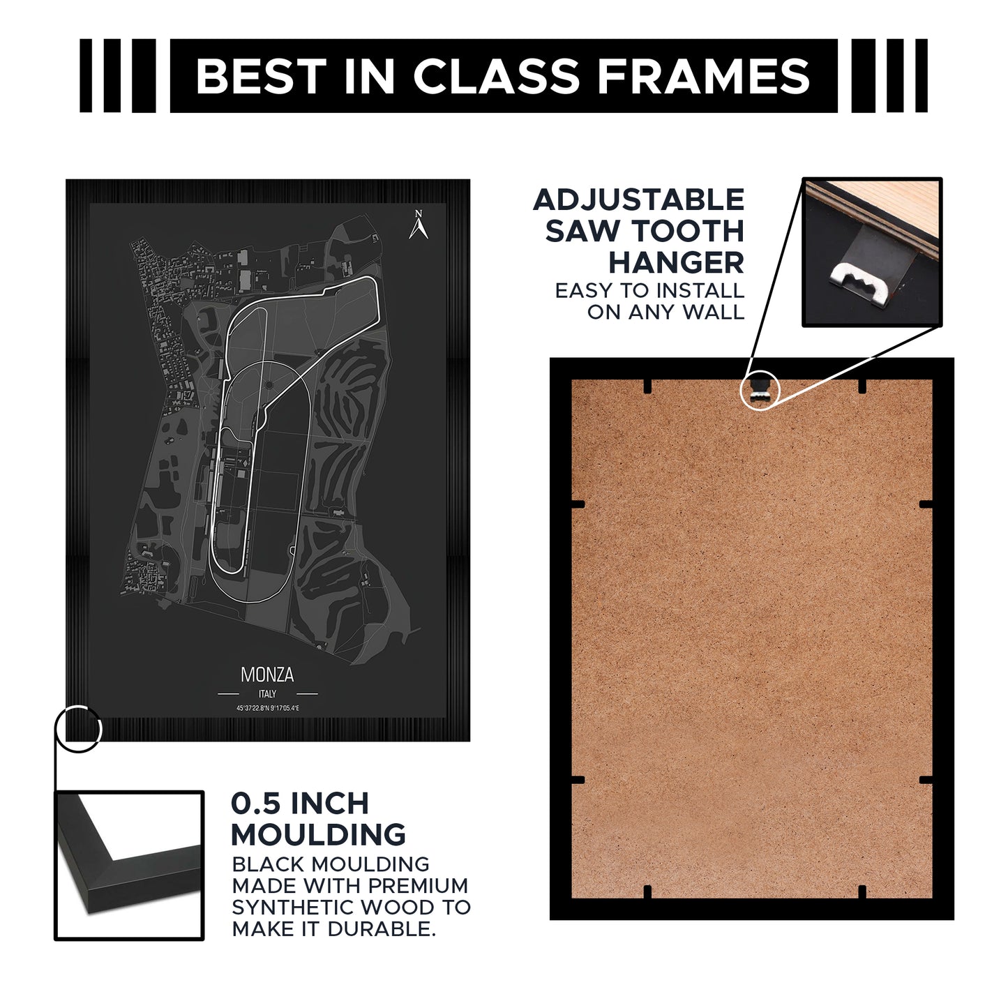 F1 Monza Racemap A4 Framed Posters