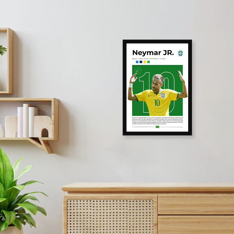Neymar Jr. A4 Wall Poster Framed