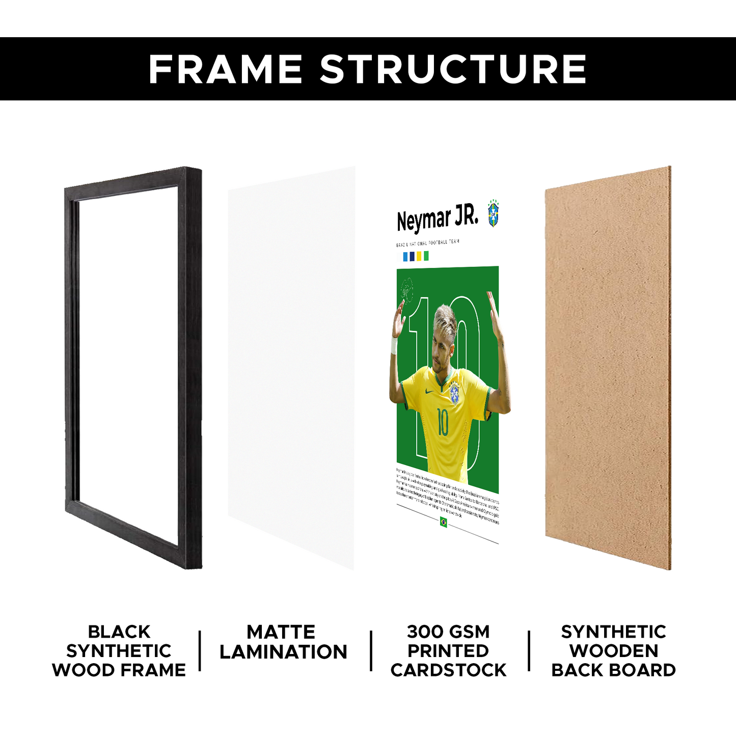 Neymar Jr. A4 Wall Poster Framed