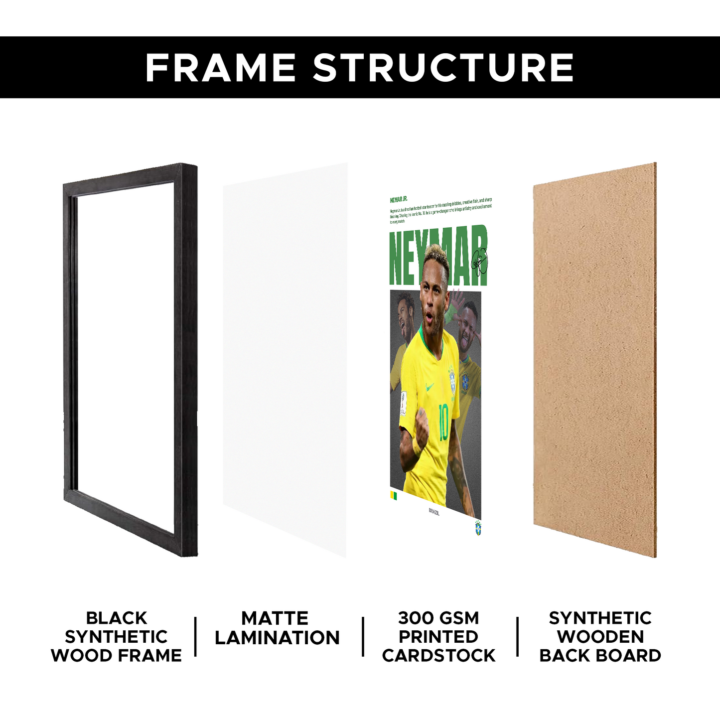 Neymar A4 Framed Poster