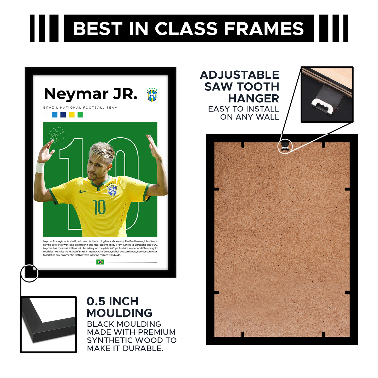 Neymar Jr. A4 Wall Poster Framed