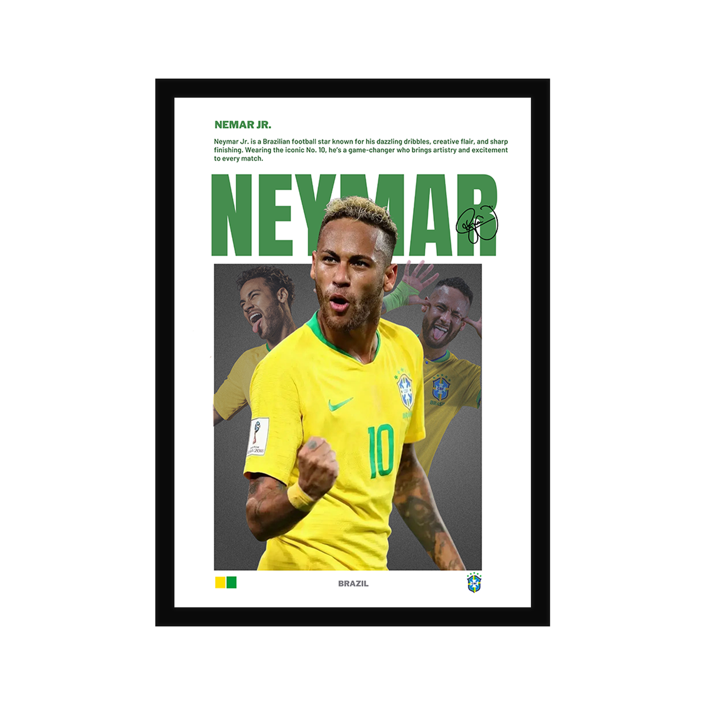 Neymar A4 Framed Poster