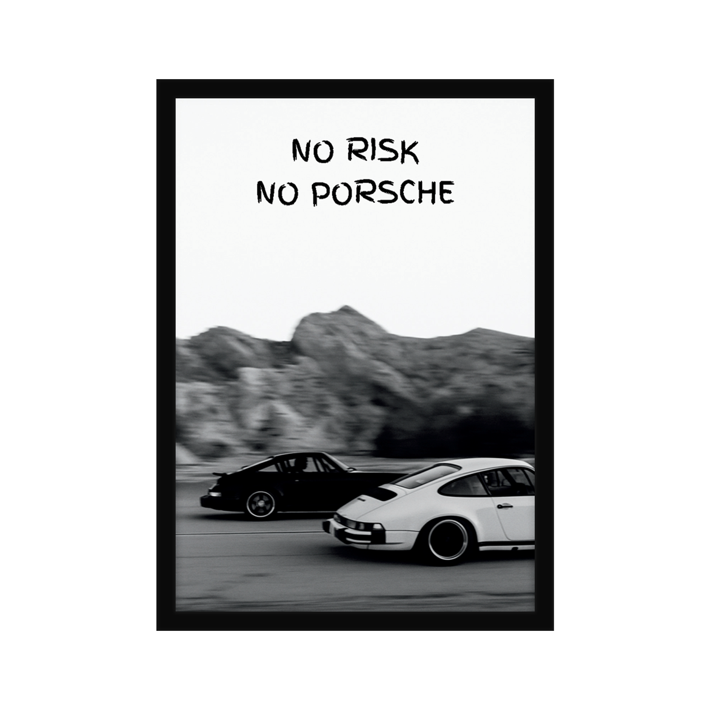 No Risk No Porshce Motivational A4 Framed Poster