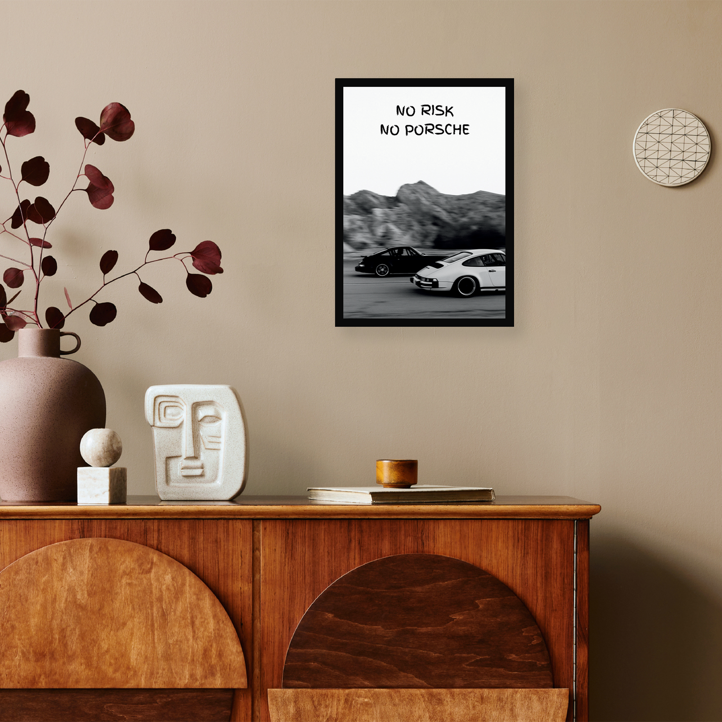 No Risk No Porshce Motivational A4 Framed Poster