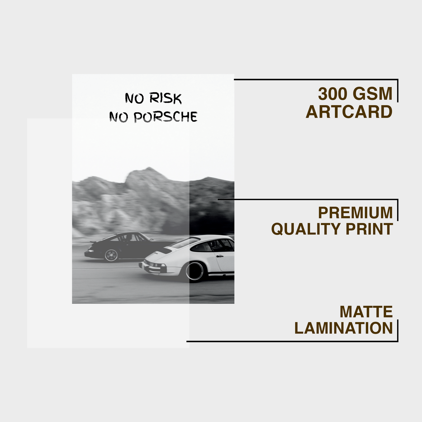 No Risk No Porshce Motivational A4 Framed Poster