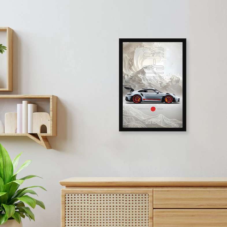 Porsche GT3RS Japanese A4 Wall Poster Framed