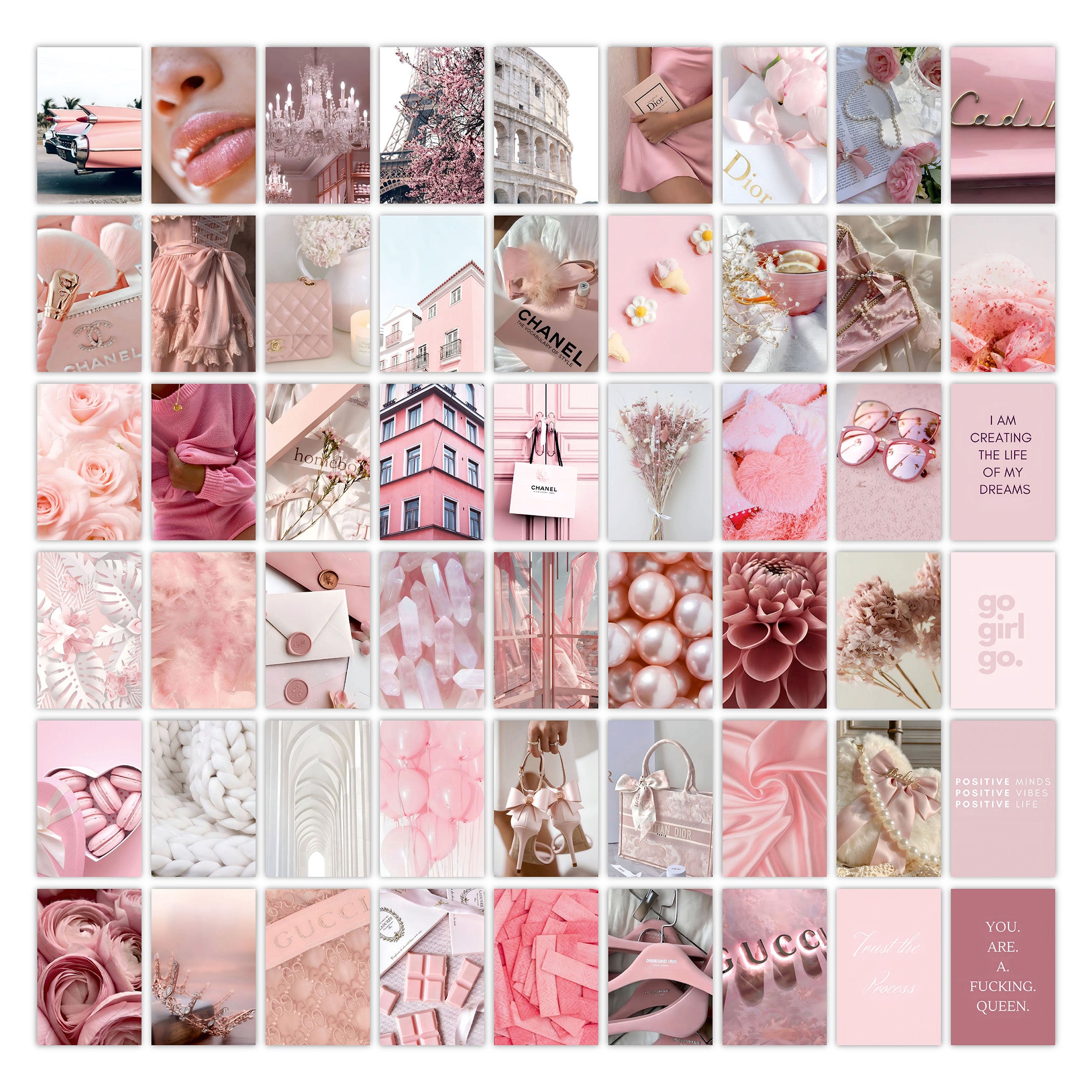 Pink Aesthetic Wall Collage Kit Pack Of 54 Posters – Stickerly