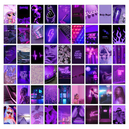 Purple Aesthetic Wall Collage Kit Pack Of 54 Posters