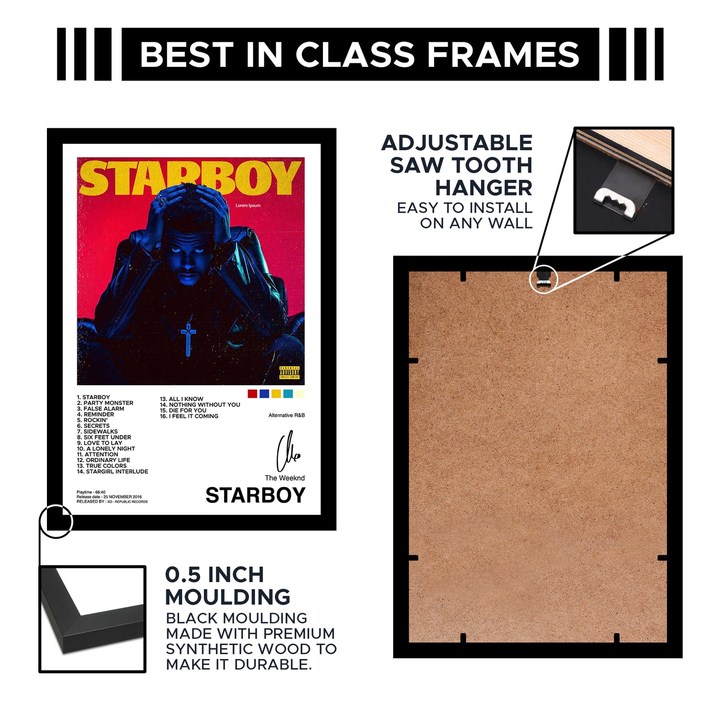 The Weeknd Starboy Album Cover A4 in frame