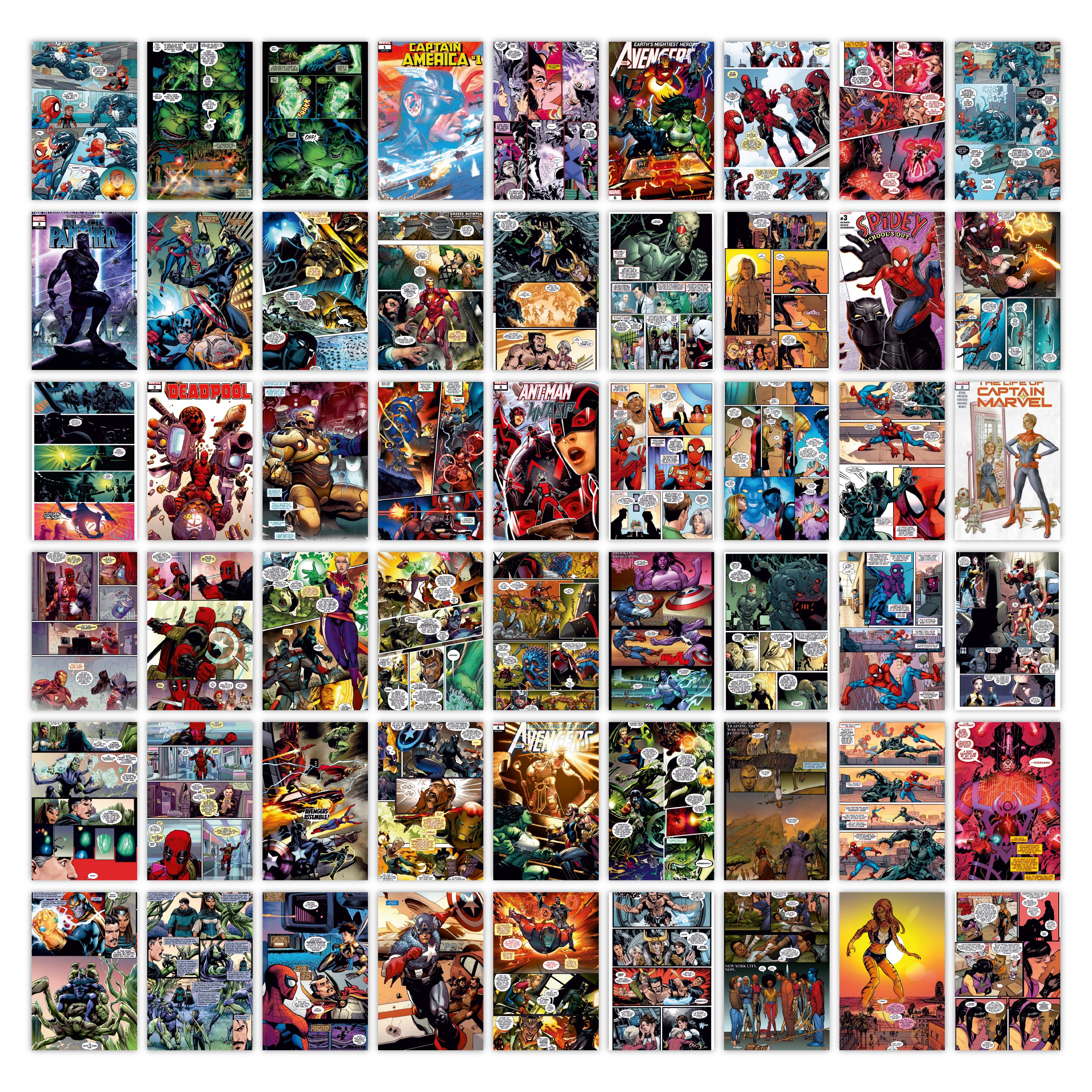 Marvel Comic Wall Collage Kit Pack Of 54 Posters Glue Dots Included ...