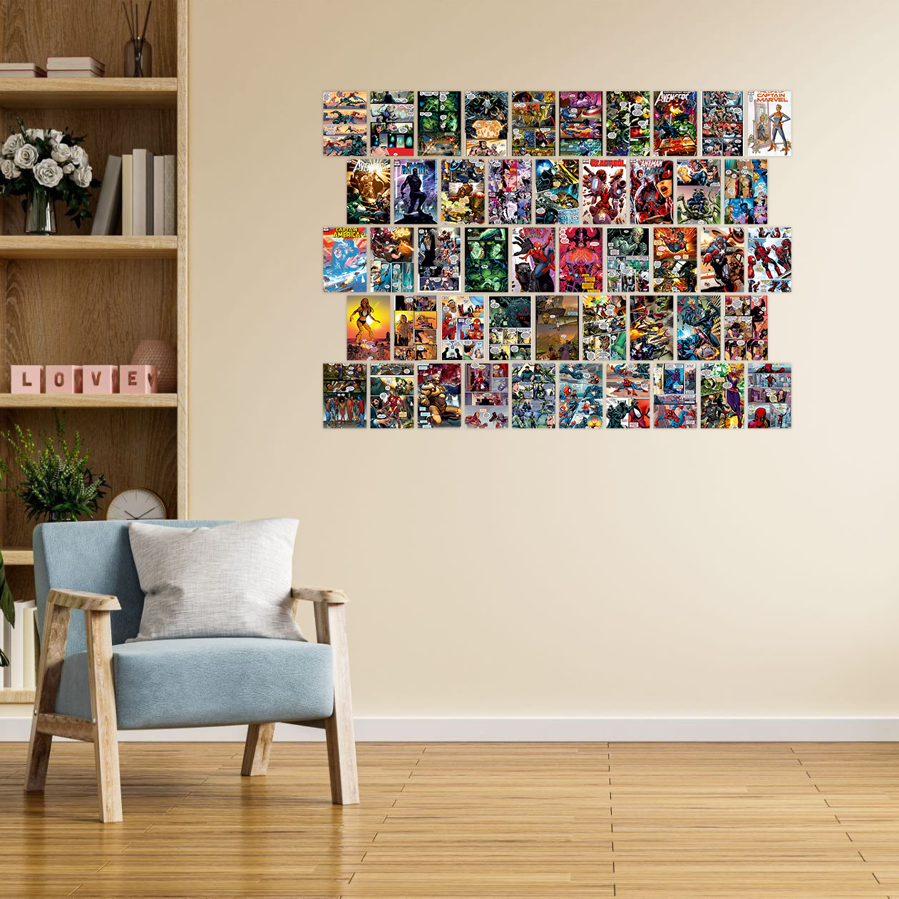 Marvel Comic Wall Collage Kit Pack Of 54 Posters Glue Dots Included ...