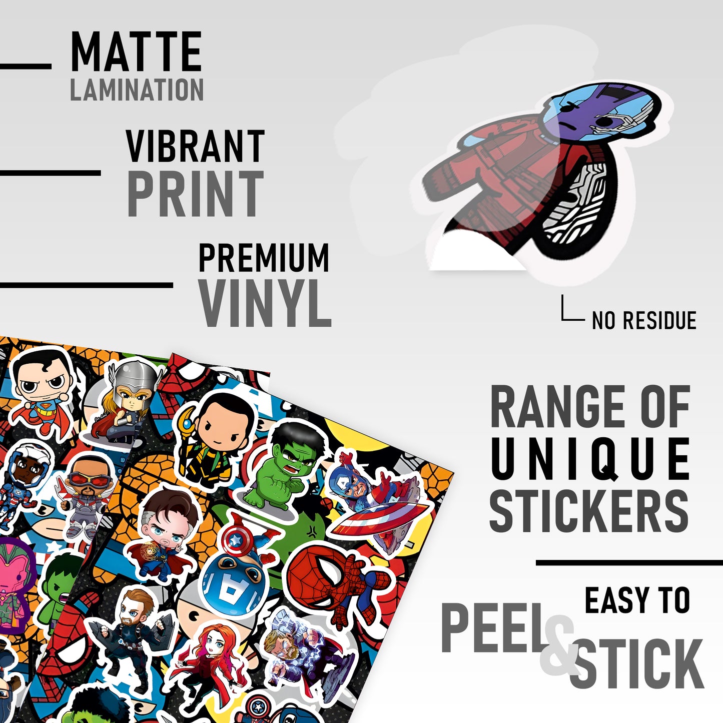 Superhero Cool Aesthetic Vinyl Sticker Pack Of 102