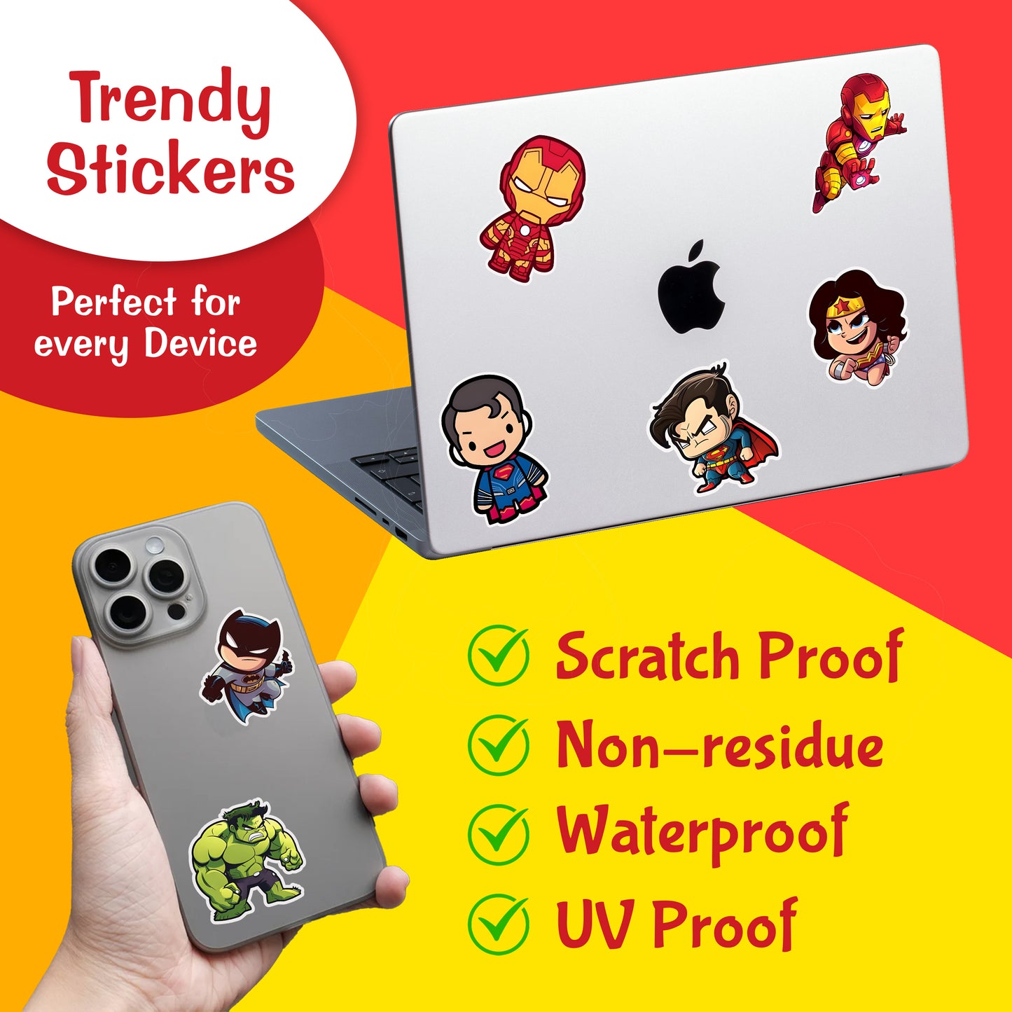 Superhero Cool Aesthetic Vinyl Sticker Pack Of 102