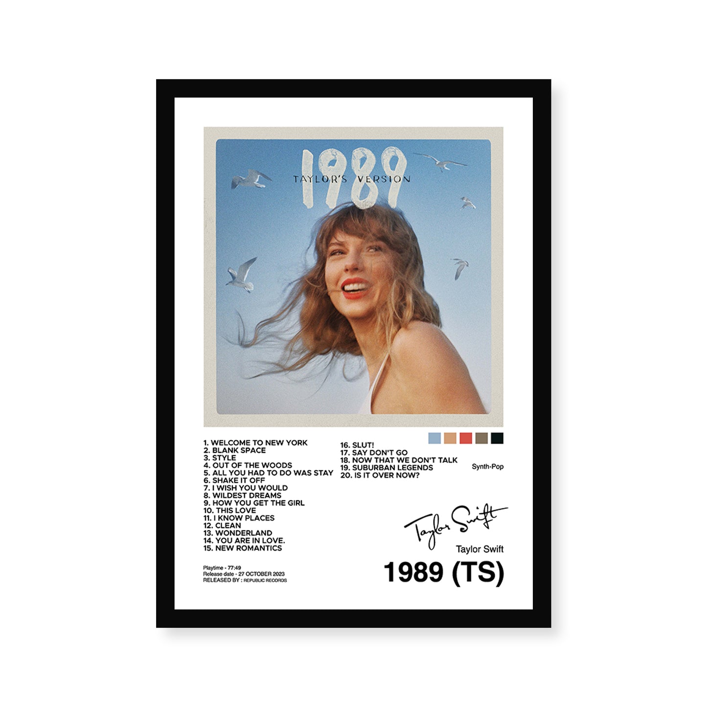 Taylor Swift 1989 Album Cover A4 Wall Poster Framed