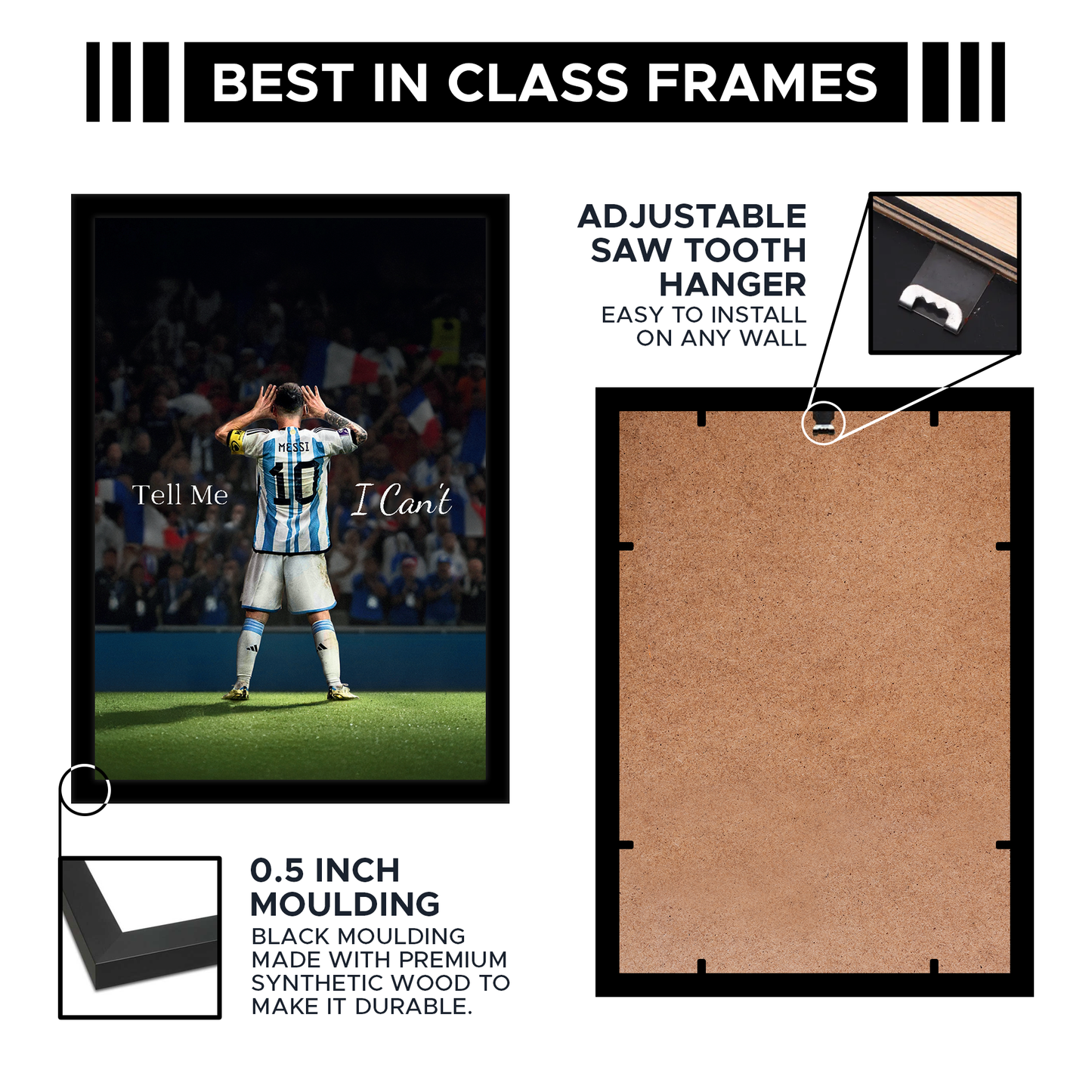 Messi Motivational A4 Wall Poster Framed